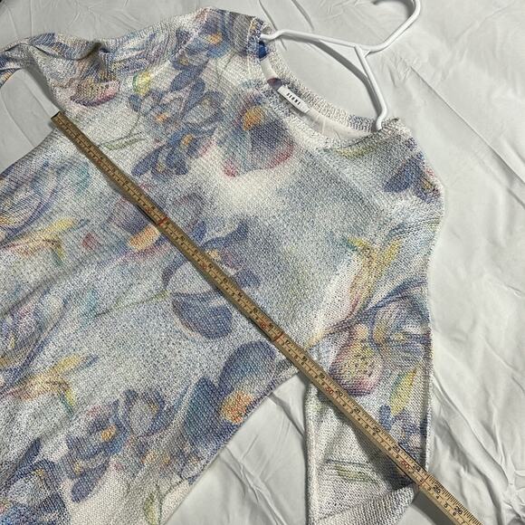 Sioni Tunic Sweater Knit/Chiffon Layered Long Sleeve Pullover Scoop Neck Medium - Picture 7 of 10